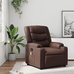 vidaXL Fauteuil de massage inclinable Marron Similicuir