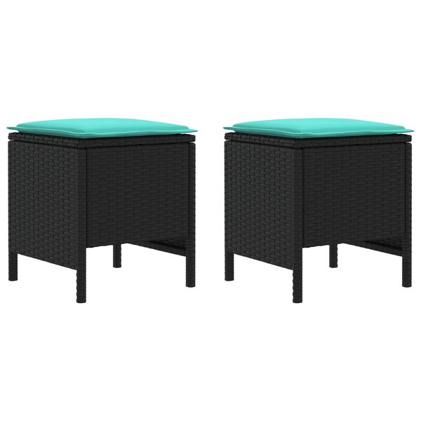 vidaXL 2 pc Pouf de Jardin Rotin PE Noir et turquoise