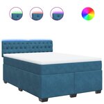 vidaXL Sommier à lattes de lit et matelas bleu 140x190 cm velours