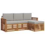 vidaXL Ensemble de canapés d'extérieur 4 pc Gris Naturel et Clair