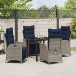 vidaXL Ensemble de salle à manger pour jardin 5 Pièces Gris et Noir Rotin