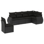 vidaXL Salon de jardin 6 Pièces avec coussins noir résine tressée