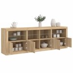 vidaXL Buffet avec lumières LED chêne sonoma 202x37x67 cm