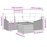 vidaXL Ensemble de canapé de jardin de 5 pièces avec coussins beiges en poly rattan et acacia
