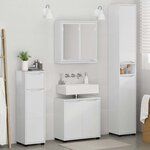 vidaXL Ensemble de mobilier de salle de bain 4 Pièces Blanc brillant