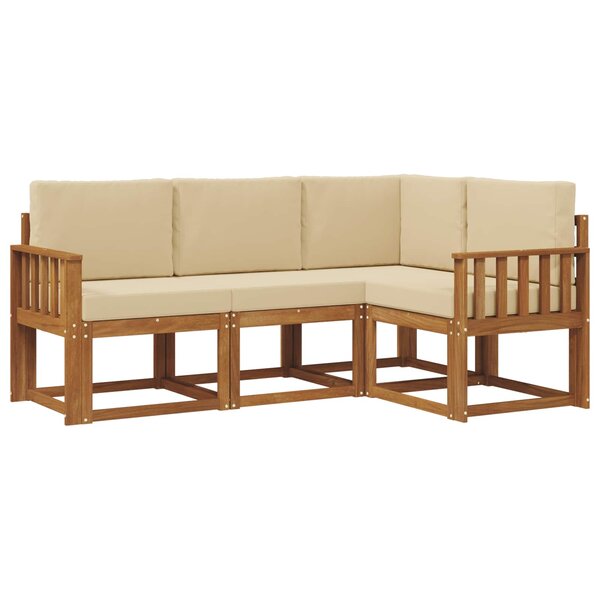 vidaXL Ensemble de canapés d'extérieur 4 pc Naturel et Beige