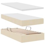 vidaXL Lit avec rangement et LED avec matelas Crème 90 x 190 cm tissu