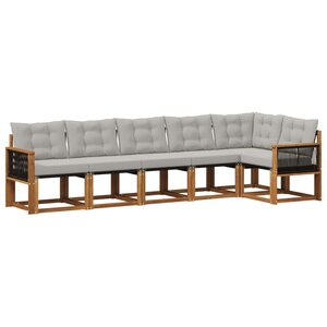 vidaXL Ensemble de canapés d'extérieur 6 pc Naturel et gris clair