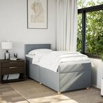 vidaXL Sommier à lattes de lit et matelas Gris clair 90x190 cm Tissu