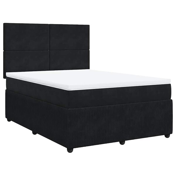 vidaXL Sommier à lattes de lit avec matelas Noir 140x200 cm Velours