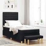 vidaXL Lit à ressorts avec tête de lit Noir 200 x 90 cm tissu