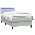 vidaXL Sommier à lattes de lit et matelas et LED gris clair 90x220 cm velours