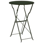 vidaXL Table Bistrot Pliable Vert Foncé Ø50x71 cm Acier Revêtu