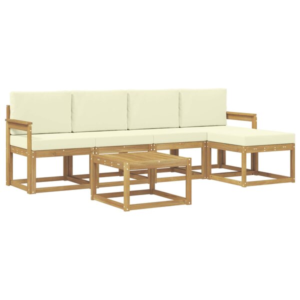 vidaXL Ensemble de canapés d'extérieur 6 pc Blanc et crème