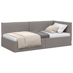 vidaXL Cadre de lit d'angle Taupe 100 x 200 cm tissu
