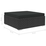 vidaXL Salon de jardin 9 Pièces avec coussins Résine tressée Noir