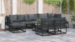 vidaXL Ensemble de canapé de jardin avec coussin 10 Pièces Noir Aluminium