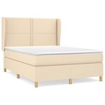 vidaXL Sommier à lattes de lit avec matelas Crème 140x200 cm Tissu