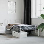 vidaXL Cadre de lit métal sans matelas avec pied de lit blanc 80x200cm