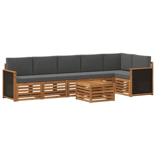 vidaXL Ensemble de canapés d'extérieur 6 pc Naturel et Anthracite