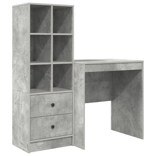 vidaXL Bureau avec Rangement Gris Béton Bois d'Ingénierie