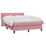 vidaXL Sommier à lattes de lit avec matelas rose 160x220 cm velours