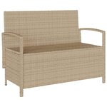 VidaXL Banc de rangement de jardin avec coussin beige résine tressée
