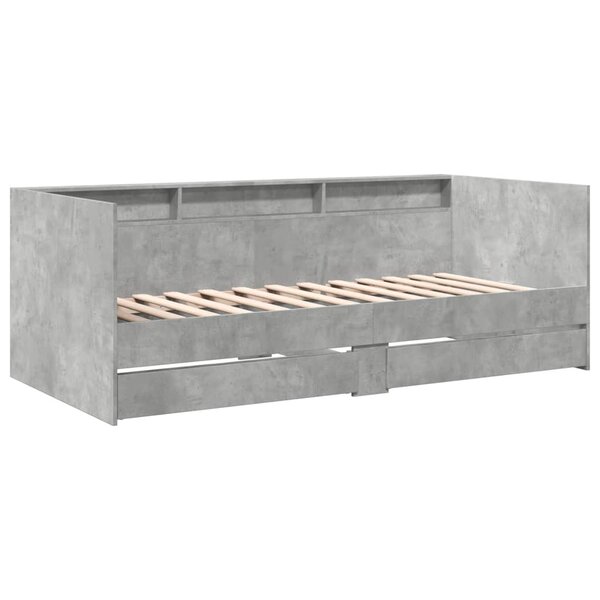 vidaXL Lit de jour et tiroirs gris béton 90x190 cm bois d'ingénierie