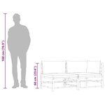 vidaXL Salon de jardin 2 Pièces avec coussins blanc crème Bambou