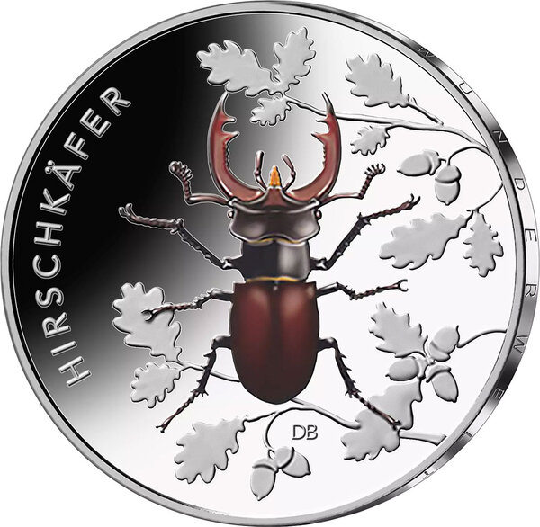 Pièce de monnaie en Cupronickel 5 Euro g 9 68 Millésime 2024 Wonderful world of insects STAG BEETLE