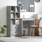 vidaXL Bureau avec tiroir avec étagère avec stockage 2 Pièces Gris béton