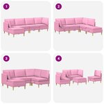 vidaXL Canapé modulaire avec rangement 5 Pièces Rose Tissu