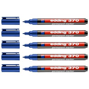 Marqueur Permanent 370 Pointe Fine Bleu 1 mm x 5 EDDING