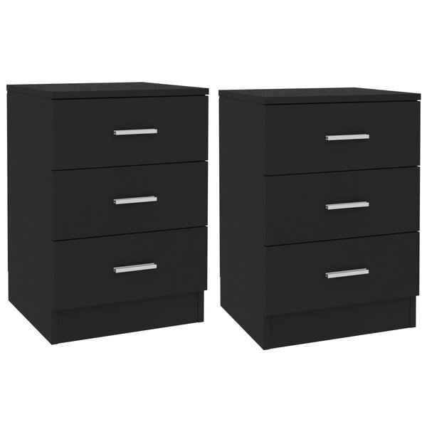 vidaXL Tables de chevet 2 Pièces Noir 38x35x56 cm Bois d'ingénierie