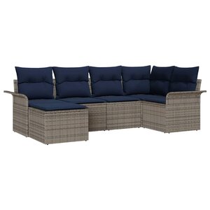 vidaXL Ensemble de canapé de jardin avec stockage 6 Pièces Gris polyrotin
