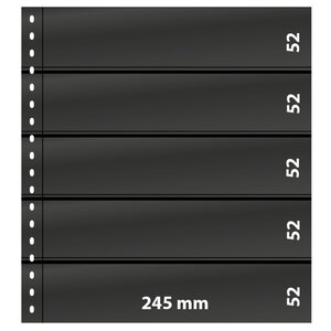 Feuilles de classement Omnia Lindner à 5 bandes pour timbres-poste. Fond - Noir