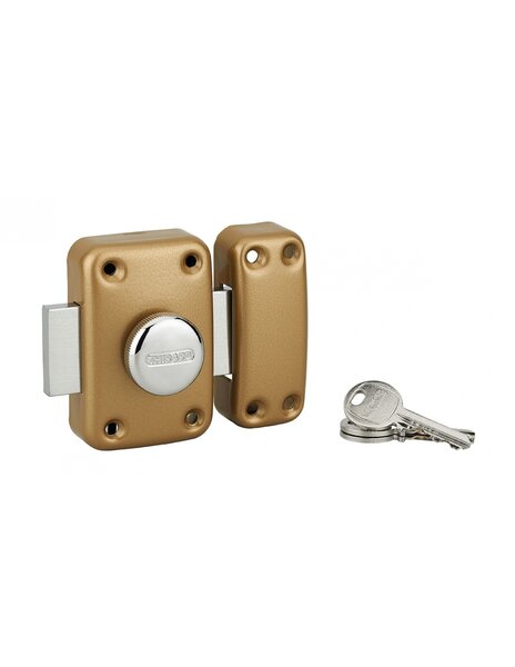 THIRARD - Verrou à bouton Apache pour porte d'entrée  cylindre 35mm  acier  3 clés  époxy or - THIRARD
