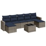vidaXL Salon de jardin 8 Pièces avec coussins gris résine tressée