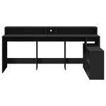 Bureau table poste de travail meuble d'ordinateur informatique étude avec lumières LED 200 x 104 x 91 cm bois d'ingénierie noir 02_0023432