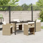 vidaXL Set de salle à manger de jardin de 5 pièces avec coussins - Rotin poly beige