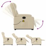 vidaXL Fauteuil inclinable de massage Crème Tissu