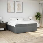 vidaXL Sommier à lattes de lit avec matelas Gris foncé 200x200cm Tissu