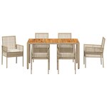 vidaXL Ensemble de salle à manger de jardin 7 pièces avec coussins Beige Poly Rotin