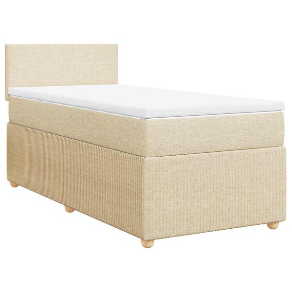 vidaXL Sommier à lattes de lit et matelas Crème 90x190 cm Tissu