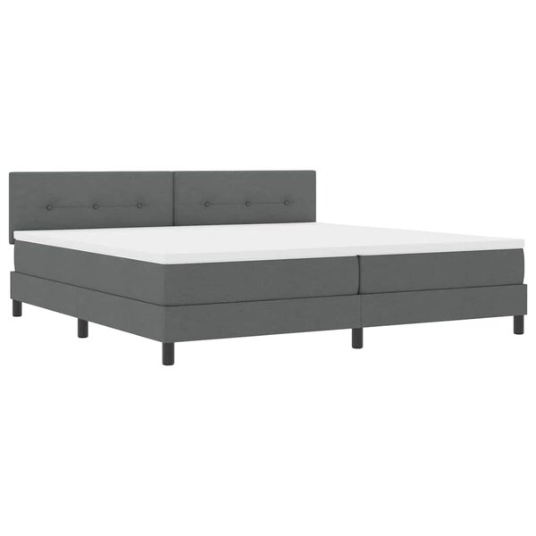 vidaXL Lit à ressorts avec matelas Gris foncé 200 x 200 cm tissu