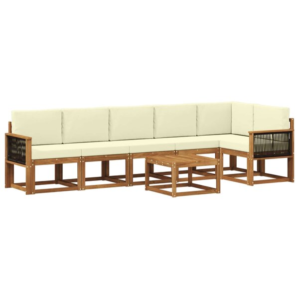 vidaXL Ensemble de canapés d'extérieur 7 pc Naturel et Crème Polyester