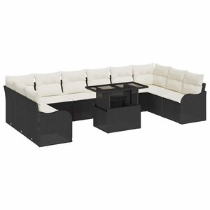 vidaXL Ensemble de canapé de jardin 11 Pièces Noir Poly Rattan