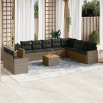 vidaXL Salon de jardin 11 Pièces avec coussins gris résine tressée