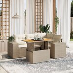 vidaXL Salon de jardin avec coussins 5 Pièces beige résine tressée