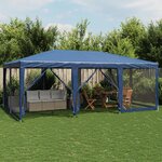 vidaXL Tente de fête avec 10 parois latérales en maille bleu 6x4m PEHD